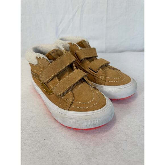 VANS Tan LEATHER Sherpa Fur Shoes SK8-Mid Reissue V MTE-1 Youth 13.5 - Picture 5 of 11